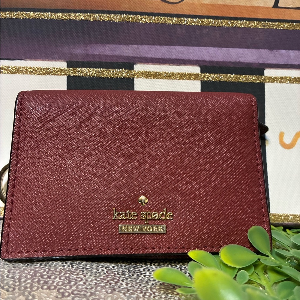 Kate Spade Maroon Card holder with keyring
